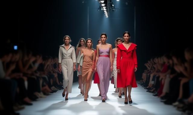 Fashion models walking down a runway at Melbourne Fashion Week
